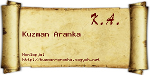 Kuzman Aranka névjegykártya